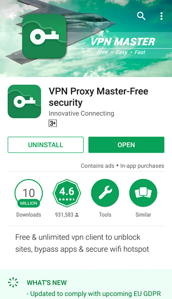 Ứng dụng VPN Proxy Master miễn phí